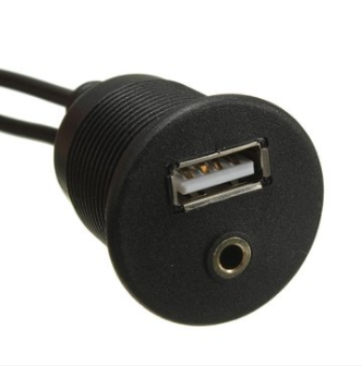1M DC 3.5MF USB 2.0 AM/AF USB Audio Waterproof Lead Panel Cable For Motorcycle Car Dash Board