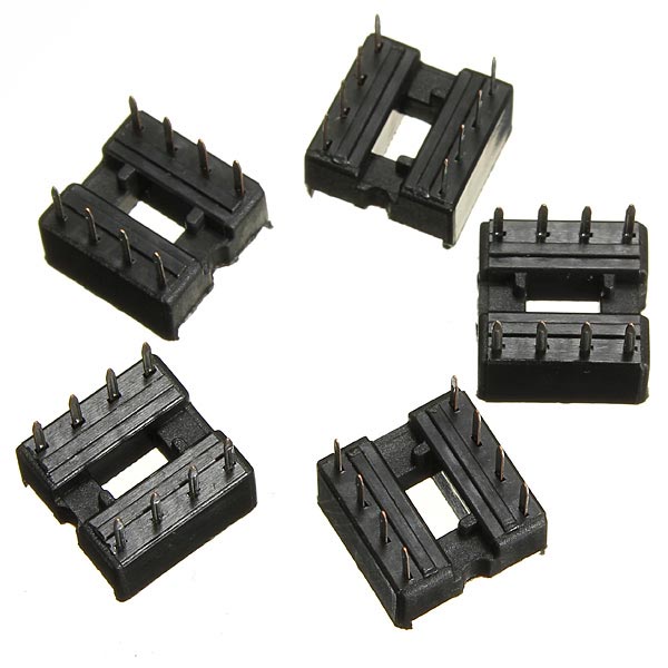 5 Pcs 8 Pins IC Socket DIP Sockets Adaptor Solder Type 2.54mm Wide