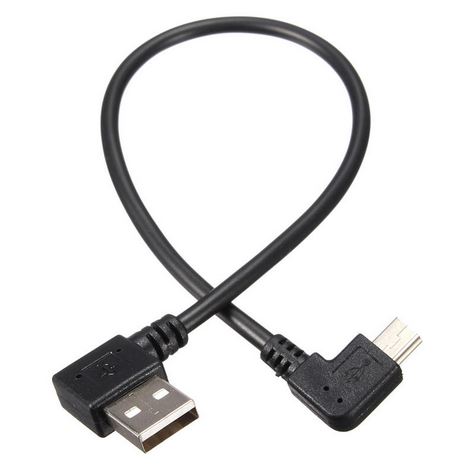 Universal Black USB 2.0 Male A to Mini USB 2.0 Male B 90 Degree Charging Cable Adapter Cord