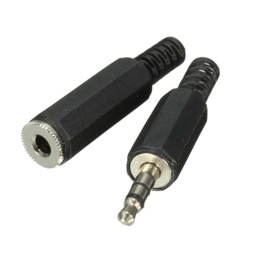 1pair Male Female 3 5mm Stereo Jack Plug Audio Adapter Connectors Solder 1129132