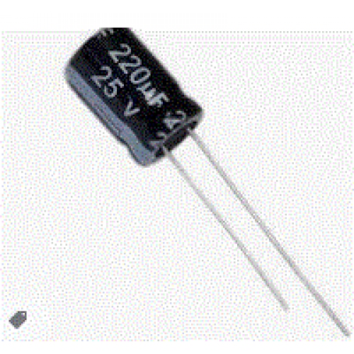 220uF 25V 105°C Radial Electrolytic Capacitor 6.3x12mm preview image 0